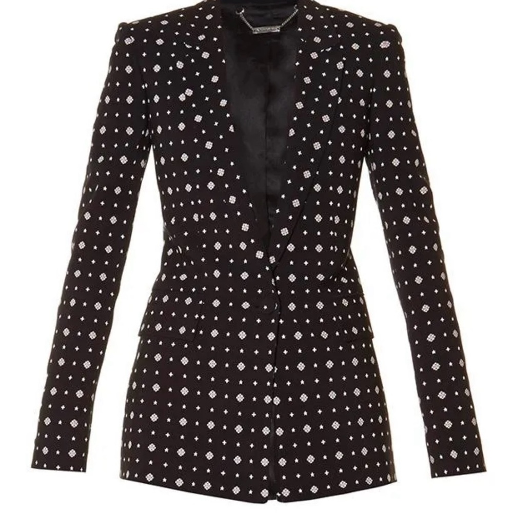 GIVENCHY Blazer Jacket F/W 16 Ricardo Tisci Sz 38 Painted Flowers and Crosses